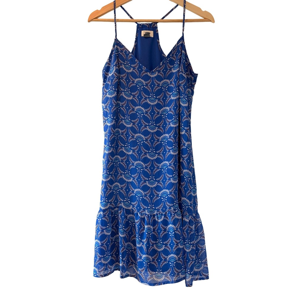 Old Navy Halter Mini Dress Drop Waist Chiffon S Blue Boho Beach Coastal Resort